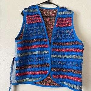 Handmade Ruffled Patchwork Quilted Vest | Boho Floral Folk Vest | LG